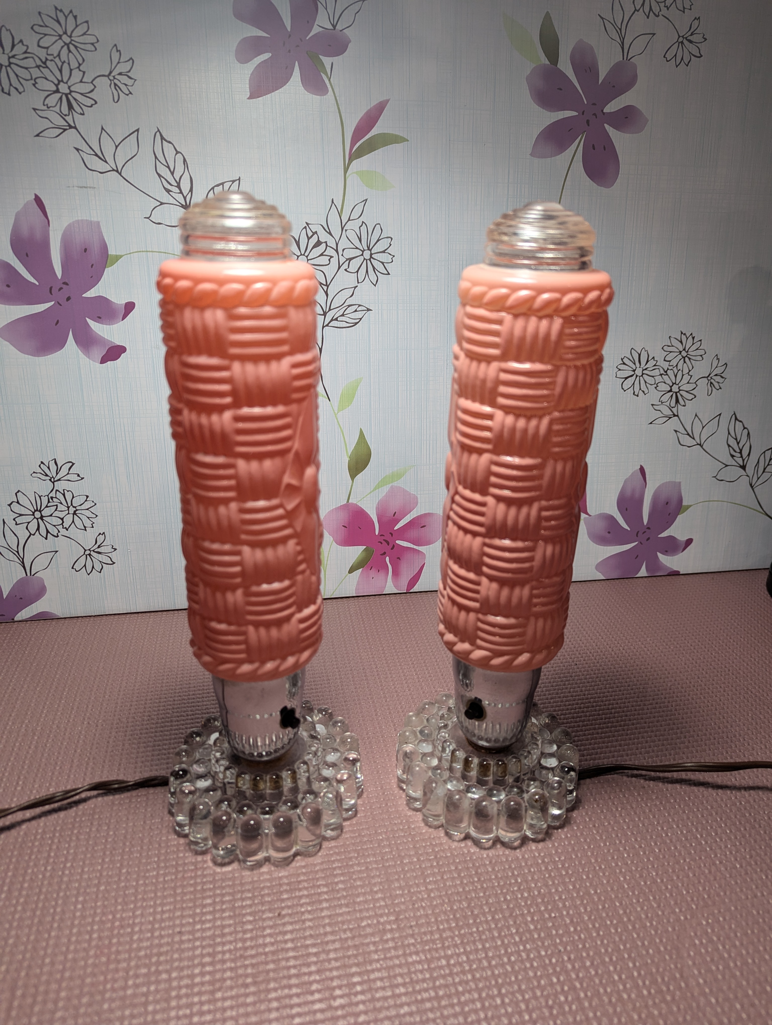 ART DECO - Pink Glass LAMPS 1940s