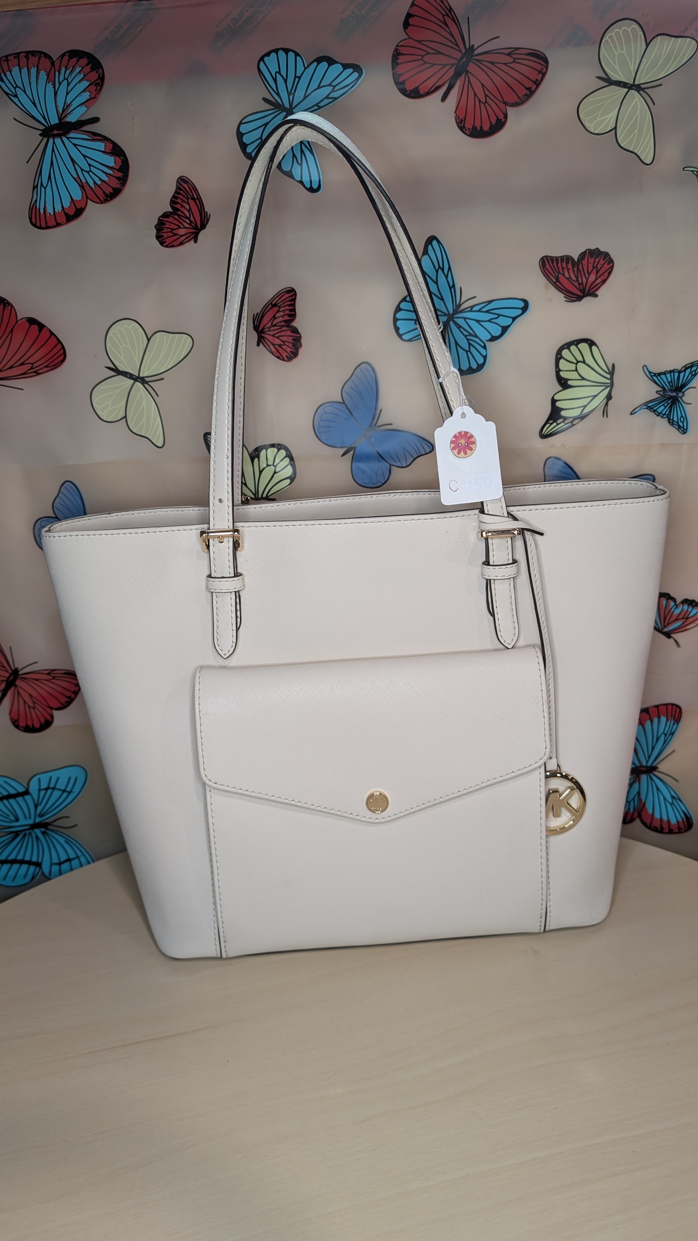 Michael Kors - jet set tote LEATHER - cream colour