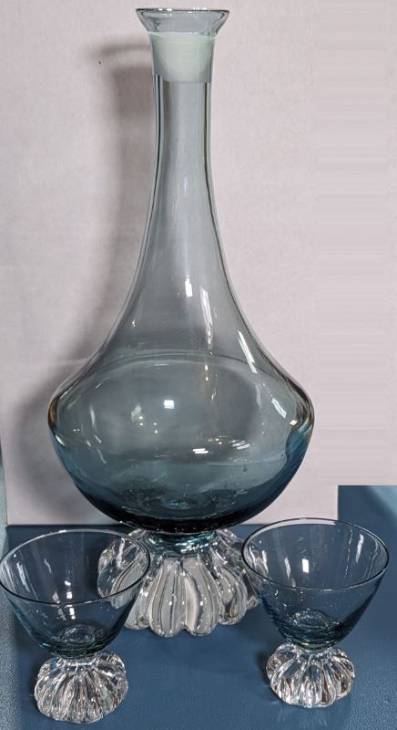 Crystal Teal decanter with 5 glasses - Bo Bergstrom Asada